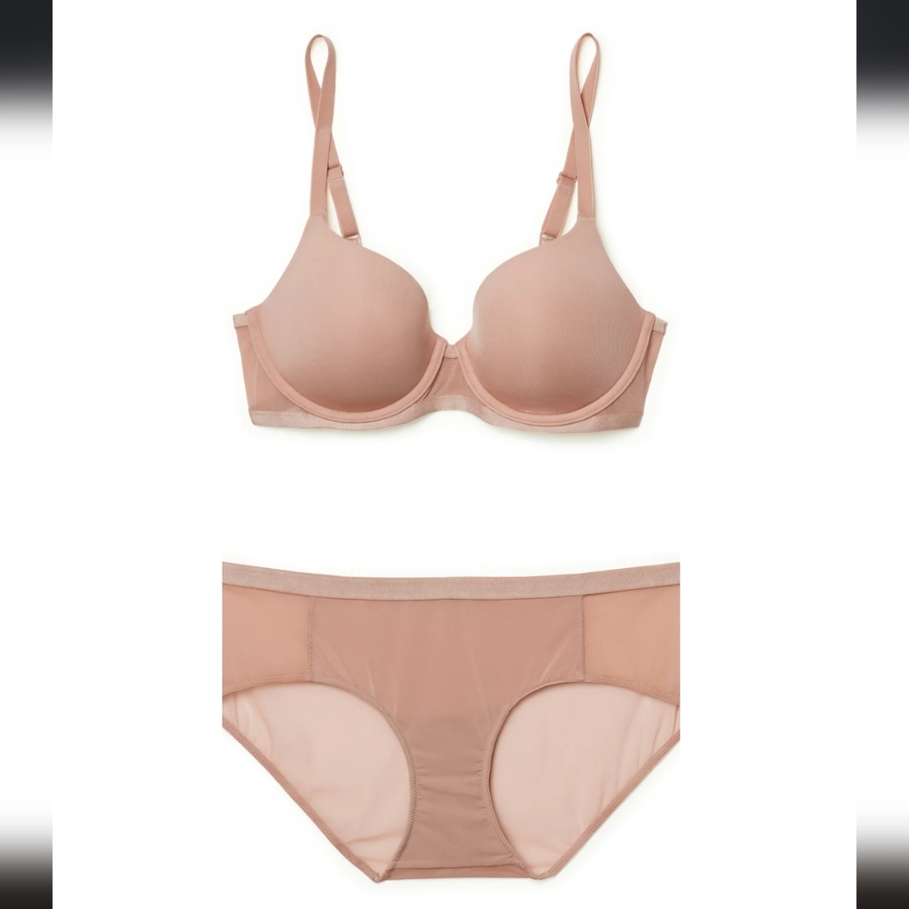 NWT Adore Me Fallon Contour beige bra & panty set 32DDD